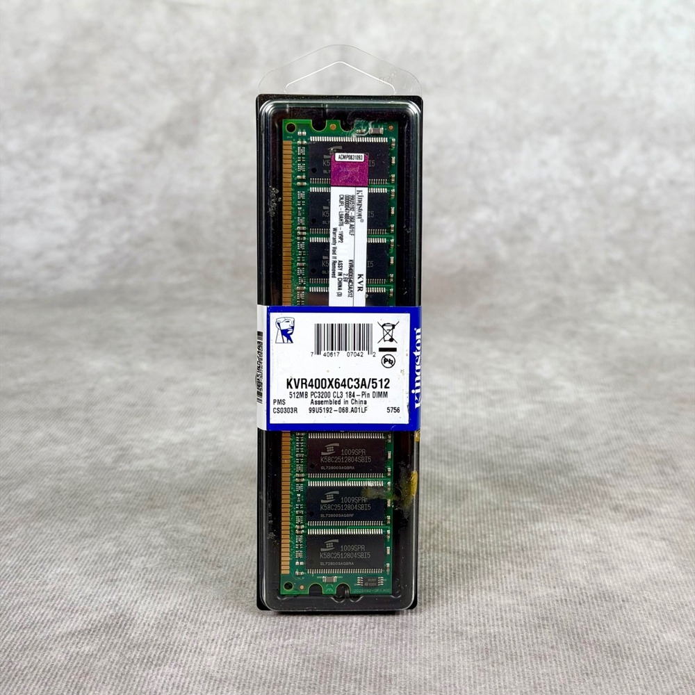 Kingston 512MB PC3200 CL3 184-Pin DIMM RAM KVR400X64C3A/512 New Sealed